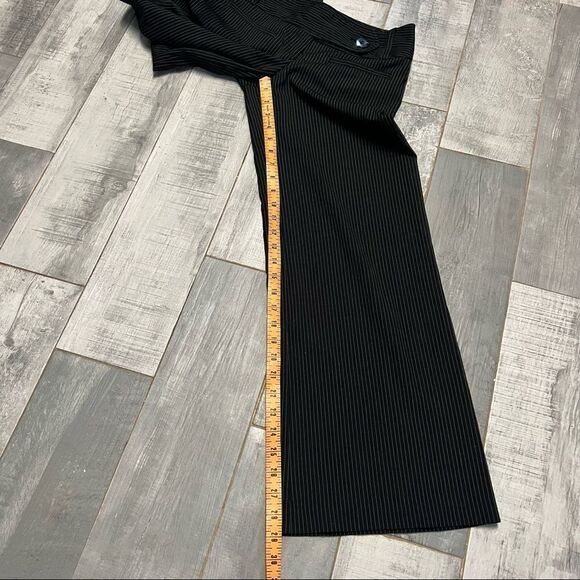 VTG Y2k 8” Low Mid Rise Black White Pinstripe Casual Kick Flare Pant 4 29” - Picture 4 of 5